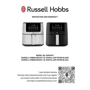 Russel Hobbs Nexus 7.5L Digital Air Fryer Black RHPAF07