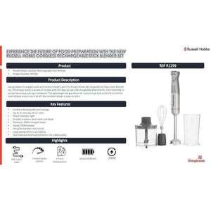 Russell Hobbs Cordless Rechargeable Stick Blender Set RHCSB (863098)