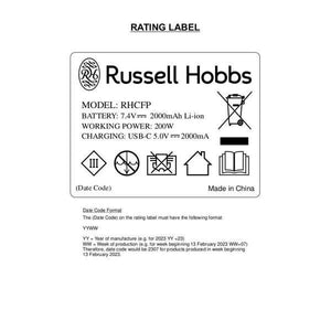 Russell Hobbs Cordless Rechargeable Food Processor RHCFP (863100)