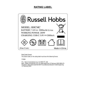 Russell Hobbs Cordless Rechargeable Midi Chopper RHCMC (863099)