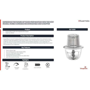 Russell Hobbs Cordless Rechargeable Midi Chopper RHCMC (863099)
